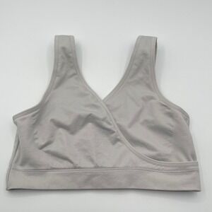 Auden Nursing Unlined Seamless Bra Gray Crossover Sleep Maternity Medium NWT